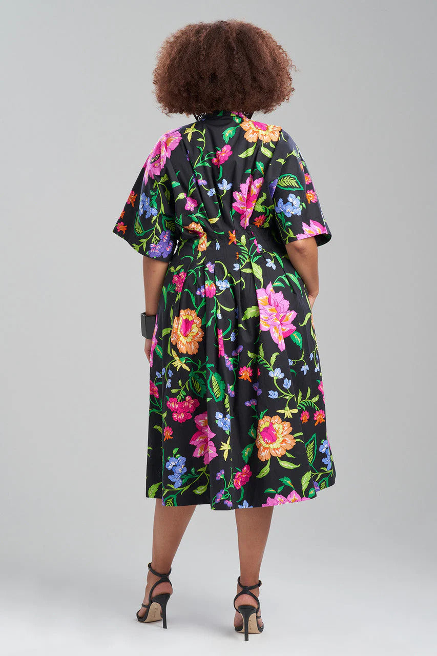 Natori Junko Cotton Poplin Mandarin Dress
