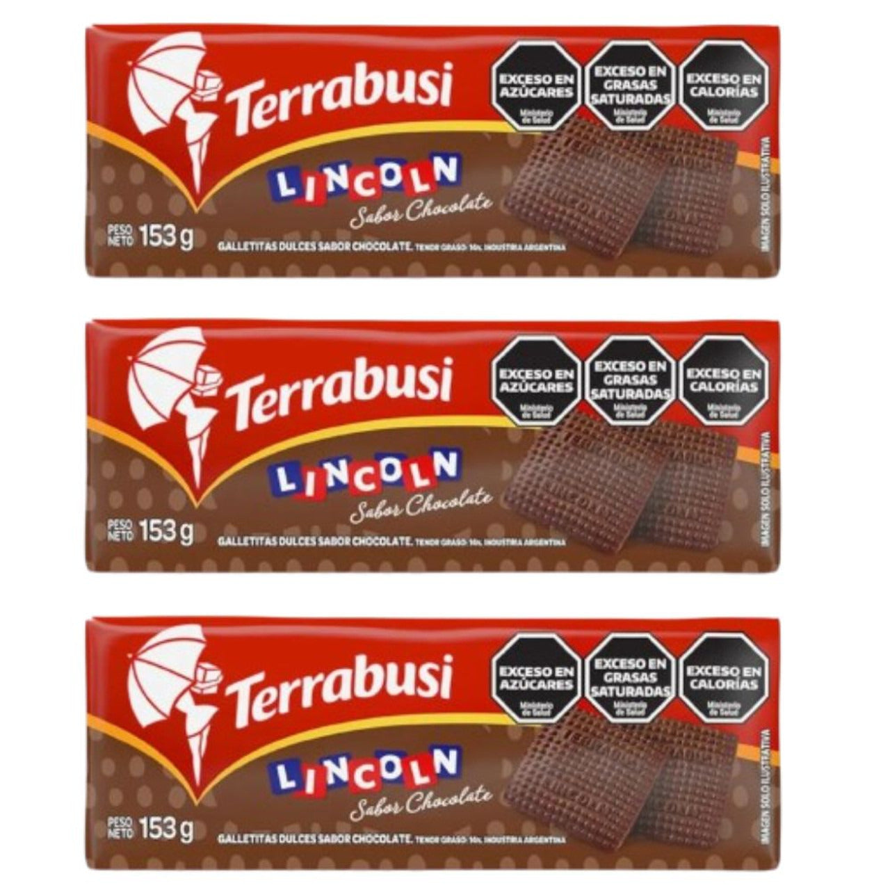 Pampa Direct Lincoln Terrabusi Sweet Cookies Chocolate Flavor, 153 g / 5.4 oz (pack of 3)
