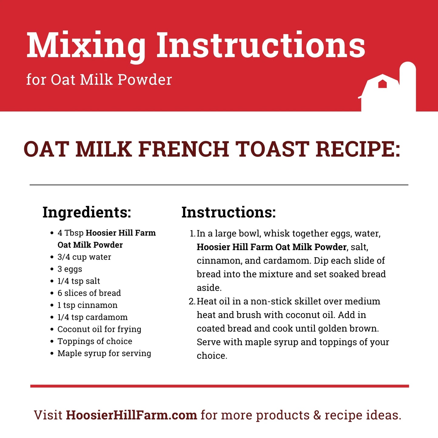 Hoosier Hill Farm Oat Milk Powder