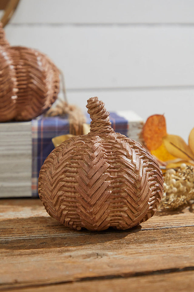 Decorator's Warehouse 6” Resin Wicker Pumpkin - Set of 3