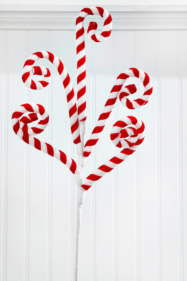 Decorator's Warehouse 24" Red and White Peppermint Swirl Spray