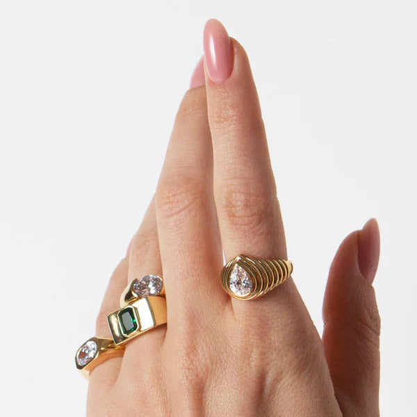 ARGENTO VIVO THE CZ RIDGED RING
