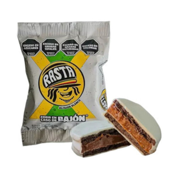 Pampa Direct Rasta Alfajor White Chocolate Alfajores with Creamy Dulce de Leche Wholesale Bulk Box, 70 g / 2.46 oz ea (Box of 18)
