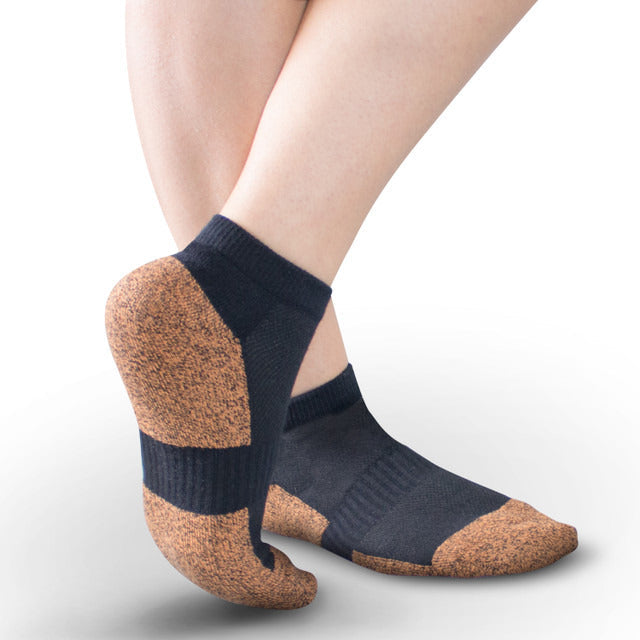 Apexfoot Men's Non-Binding Copper Cloud Diabetic Socks - No Show Unisex Black (3 pk)