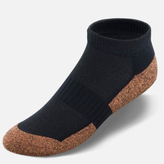 Apexfoot Men's Non-Binding Copper Cloud Diabetic Socks - No Show Unisex Black (3 pk)
