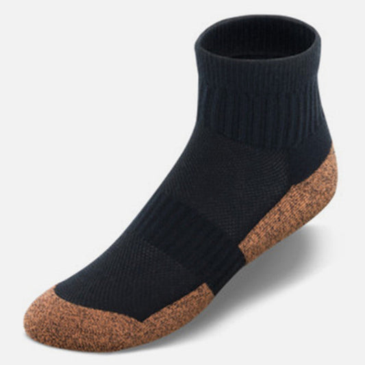 Apexfoot Men's Non-Binding Copper Cloud Diabetic Socks - Ankle High Unisex Black (3 pk)