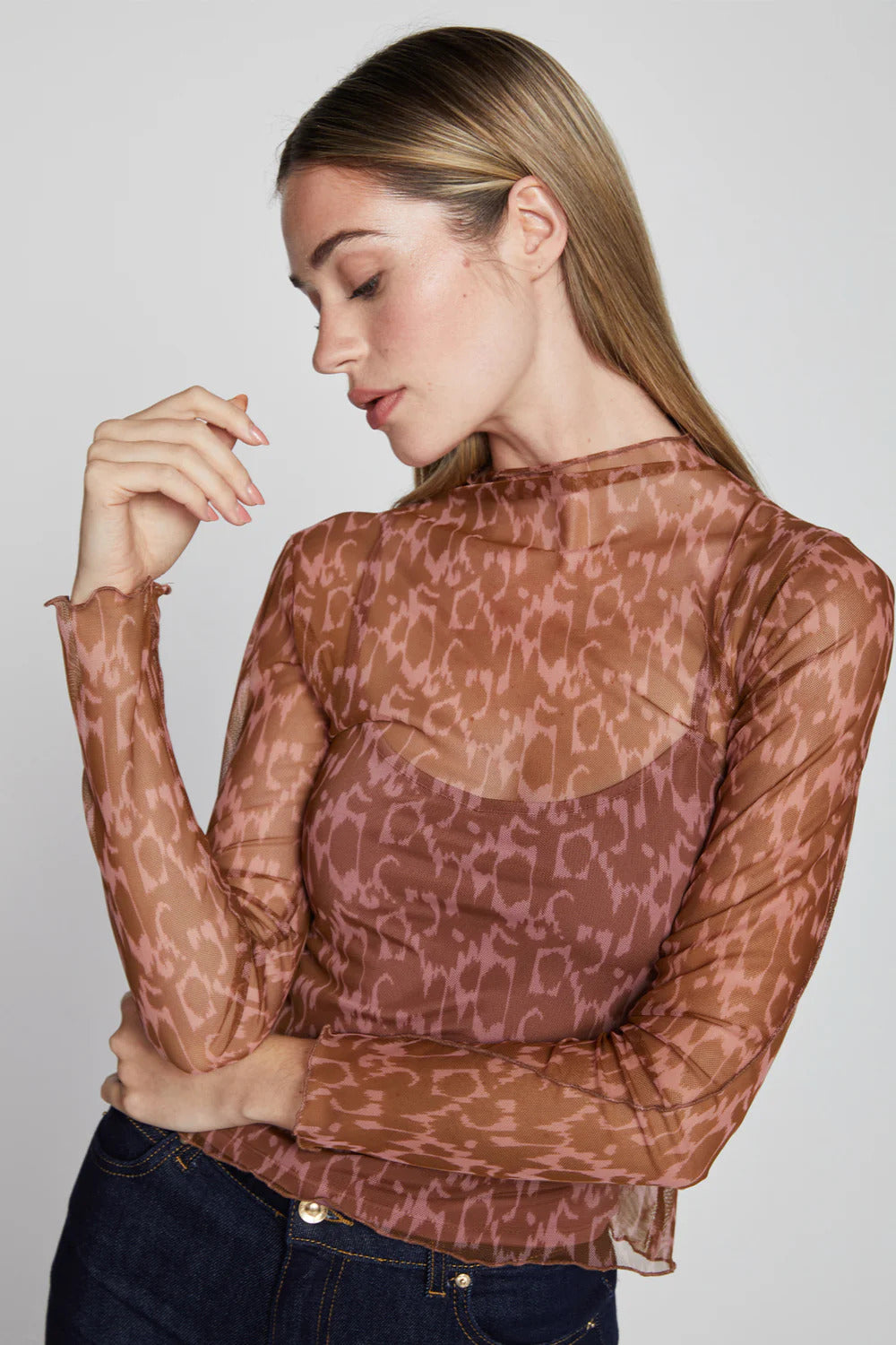 BAILEY/44 Women's Bailey 44 Lysa Mesh Top in Ikat Animal Print