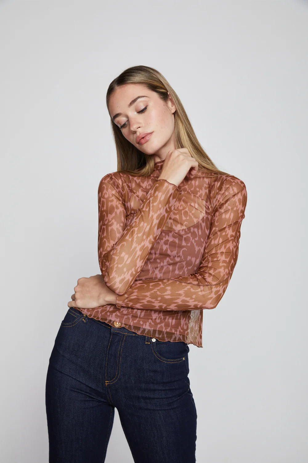 BAILEY/44 Women's Bailey 44 Lysa Mesh Top in Ikat Animal Print