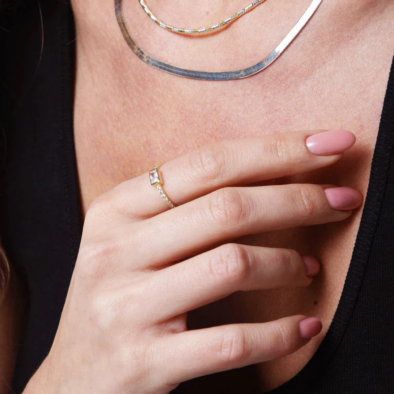 ARGENTO VIVO THE PAVE BAGUETTE RING