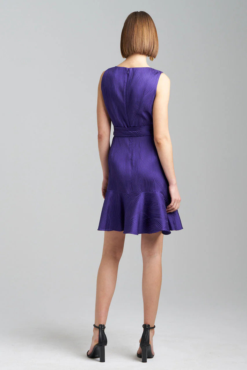 Natori Scroll Jacquard Ruffle Dress