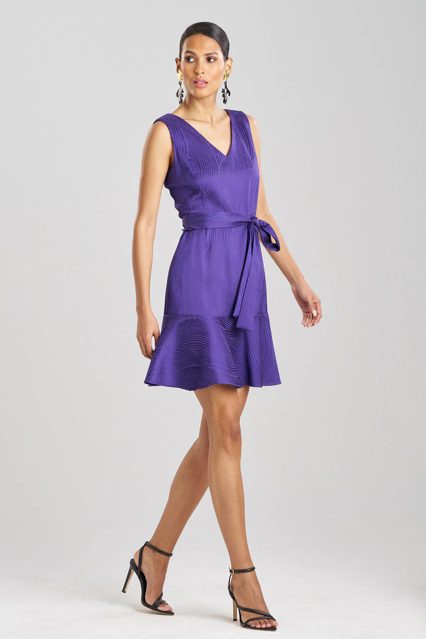 Natori Scroll Jacquard Ruffle Dress