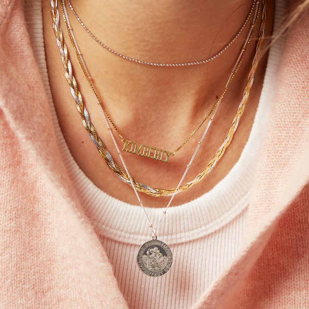 ARGENTO VIVO SAINT CHRISTOPHER SCRIPT NECKLACE