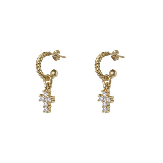 ARGENTO VIVO THE CZ CROSS HUGGIE