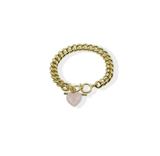 ARGENTO VIVO THE ROSE AMOUR CUBAN LINK BRACELET