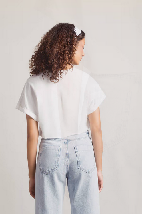Tobi Women's Cut It Short Crop Top - Off White