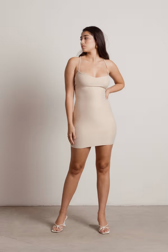 Tobi Women's Running Late Cross Back Bodycon Mini Dress