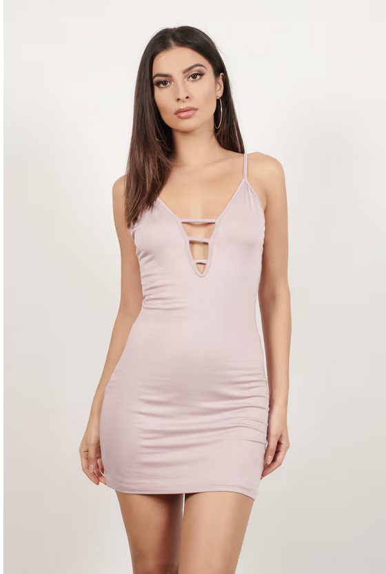 Tobi Women's Take The Night Plunging Bodycon Mini Dress