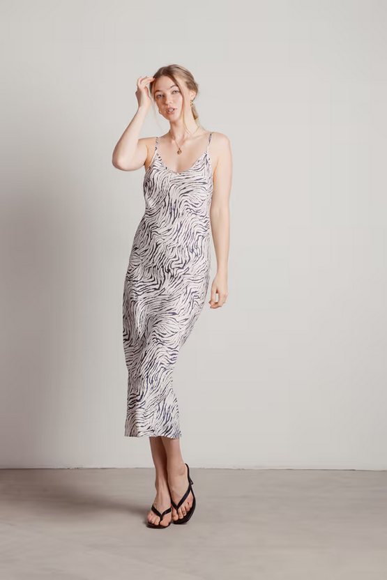 Tobi Women's Hear Me Purr Tiger Print Slip Midi Dress