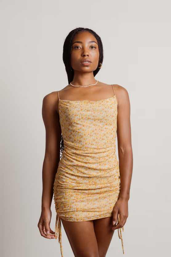 Tobi Women's Sal Floral Cowl Neck Mini Dress - Orange