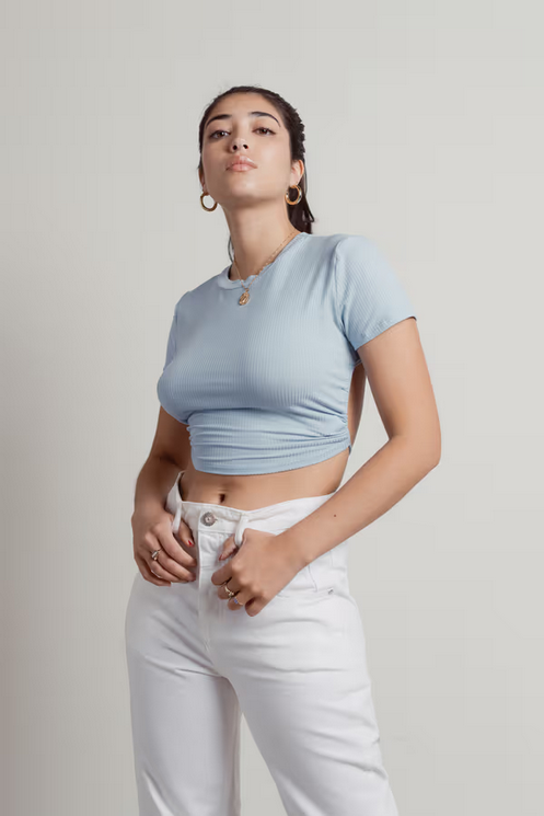 Tobi Women's Say Nothing Crop Top - Dusty Blue