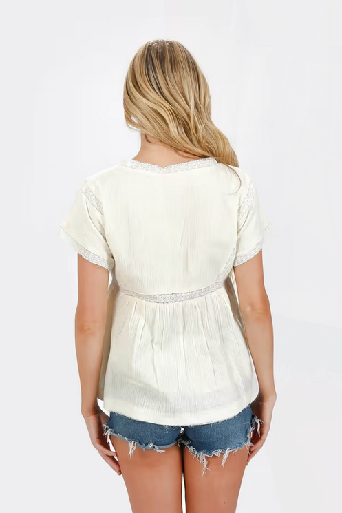 Tobi Women's Elliana Lace Blouse - Buttercream