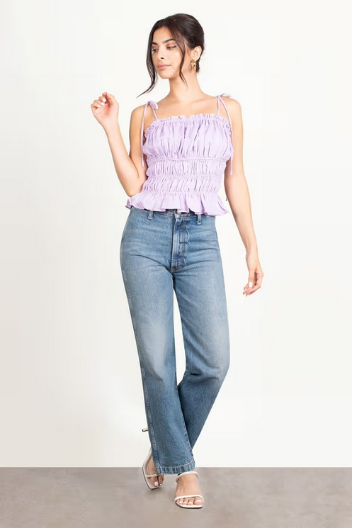 Tobi Women's Zoriah Smocked Blouse - Lilac