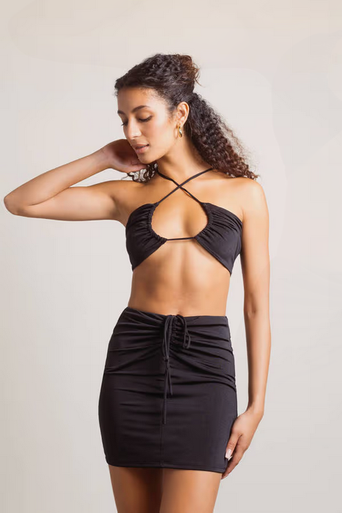 Tobi Women's Lilith Strappy Crop Top and Mini Skirt Set - Black