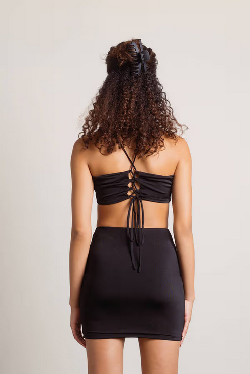Tobi Women's Lilith Strappy Crop Top and Mini Skirt Set - Black