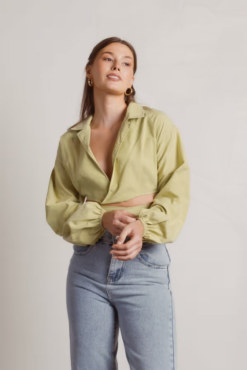 Tobi Women's Fit The Bill Crop Top - Light Green