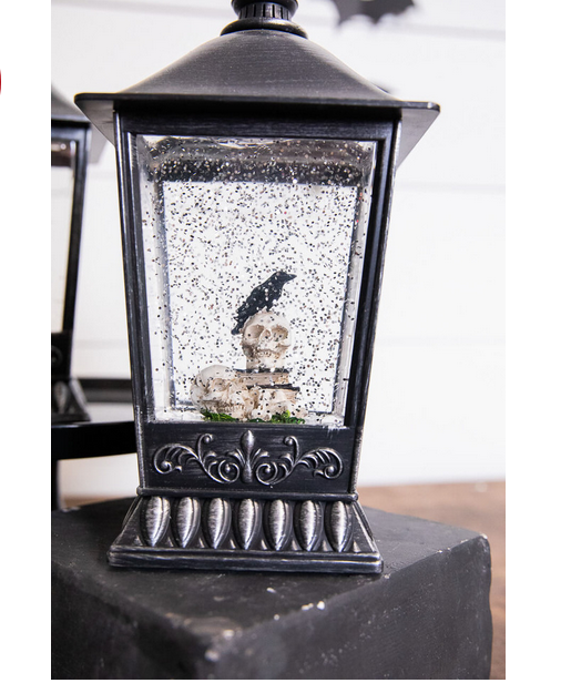 Decorator's Warehouse 9.5” B/O Lighted Spinning Water Globe Lantern with Halloween Figurine
