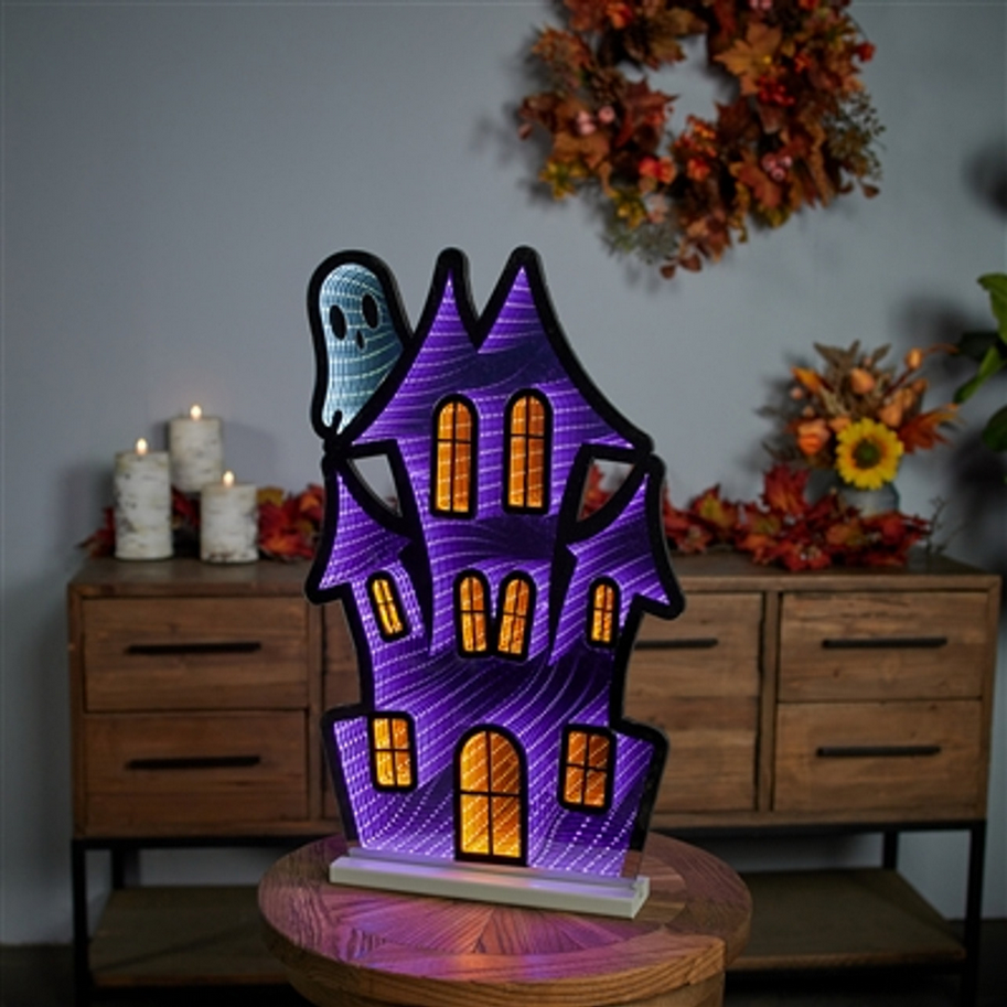 Decorator's Warehouse 23.5"H Haunted House with Ghost Infinity Light