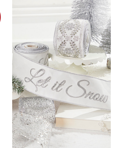 Decorator's Warehouse 4" x 5 Yard Dupioni with Jeweled Scroll Ribbon