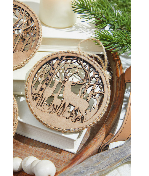 Decorator's Warehouse 4.25” Paper Woodland Friend Disk Ornament