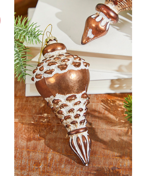 Decorator's Warehouse 6" Pinecone Finial Glass Ornament