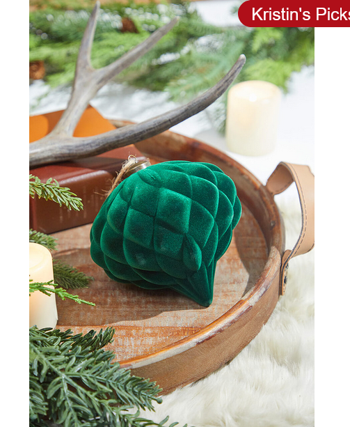 Decorator's Warehouse 6” Green Velvet Onion Ornament
