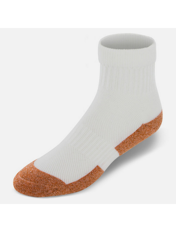 Apexfoot Men's Non-Binding Copper Cloud Diabetic Socks - Ankle High Unisex White (3 pk)