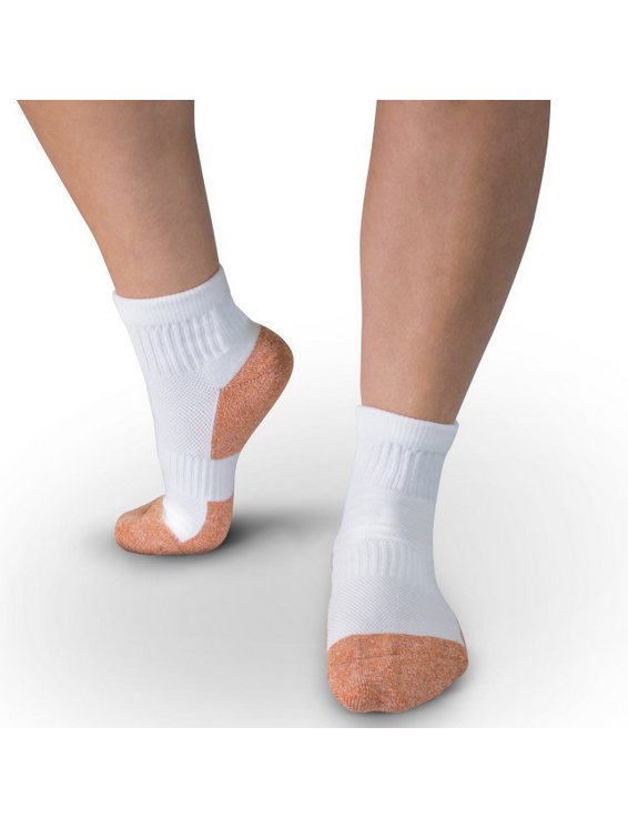 Apexfoot Men's Non-Binding Copper Cloud Diabetic Socks - Ankle High Unisex White (3 pk)
