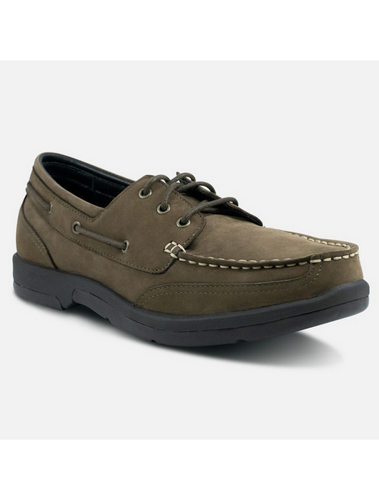 Apexfoot Men's Orthopedic Boat Shoe - Dark Brown