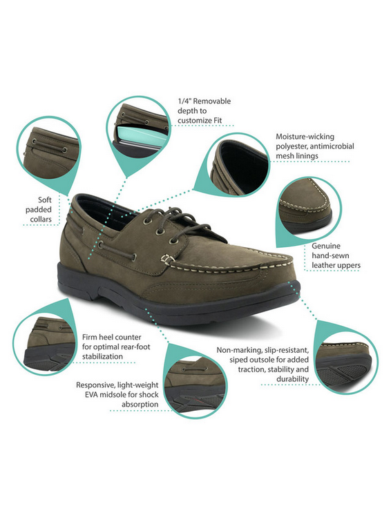 Apexfoot Men's Orthopedic Boat Shoe - Dark Brown