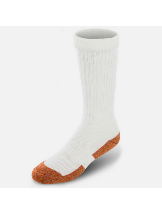 Apexfoot Men's Non-Binding Copper Cloud Diabetic Socks - Crew Length Unisex White (3 pk)