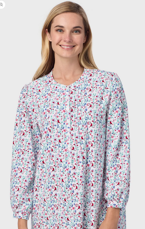 Lanz of Salzburg Women's Sweet & Simple Cardinal & Heart Flannel Gown