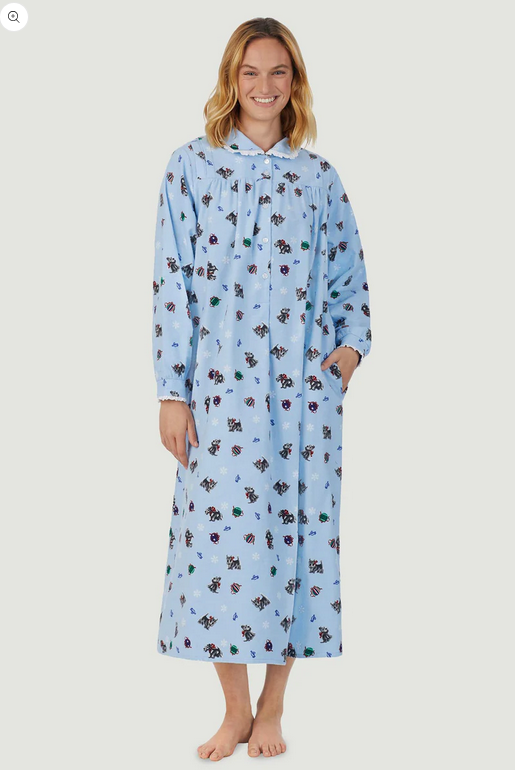 Lanz of Salzburg Women's Scottie Dogs On Parade Peter Pan Flannel Gown
