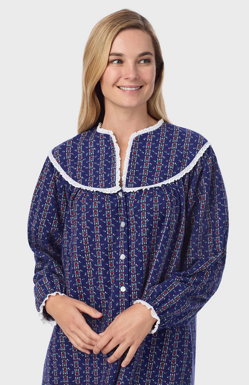 Lanz of Salzburg Women's Vintage Navy Heart Stripe Gown