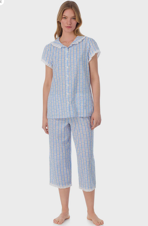 Lanz of Salzburg Women's Tyrolean Heart Cotton Capri Pajama Set