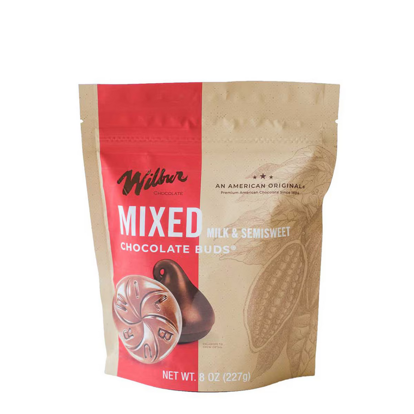 Wilbur Chocolate Wilbur Mixed Milk & Semisweet Chocolate Buds - 8 oz. Bag