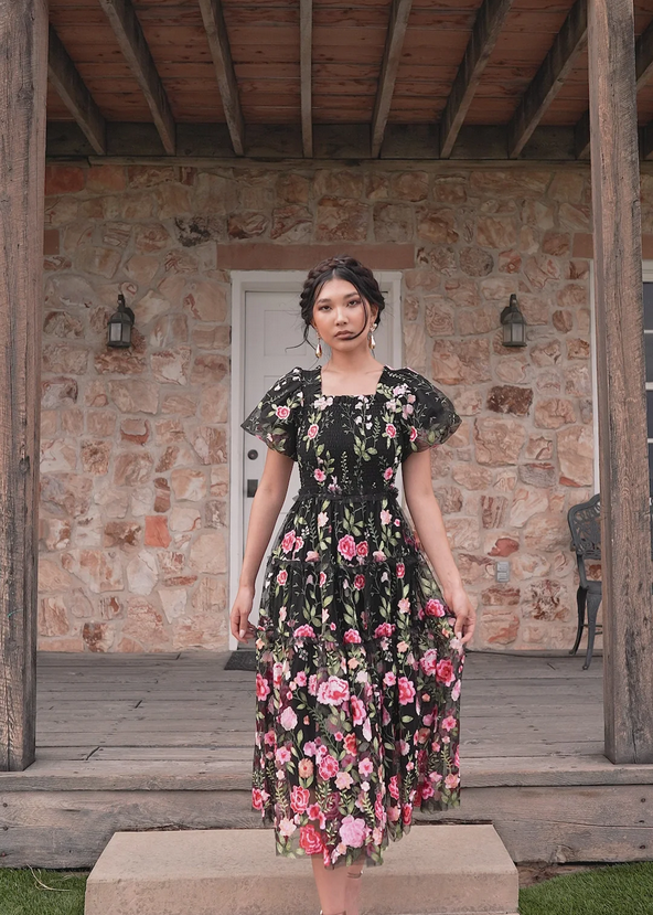 JessaKae Rose Dress - Maxi - Black