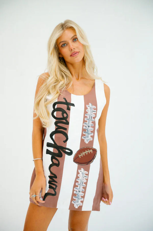 Judith March TOUCHDOWN MOCHA STRIPED DRESS