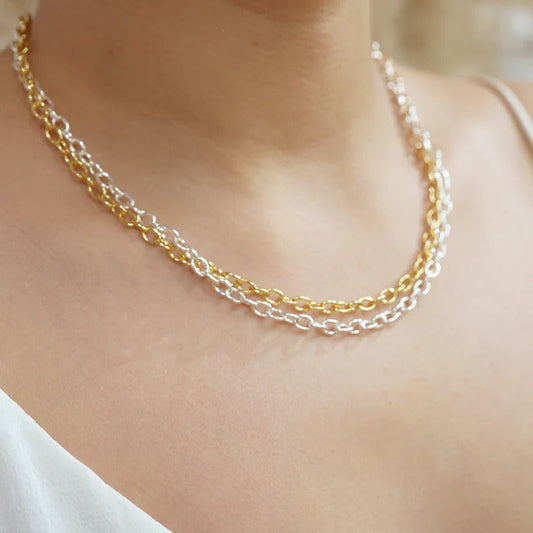 ARGENTO VIVO THE TWO TONE OVAL CHAIN NECKLACE