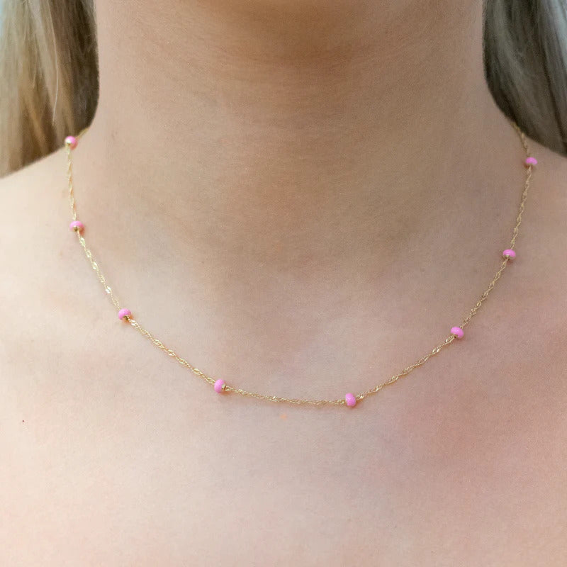 ARGENTO VIVO THE PINK BALL CHAIN NECKLACE