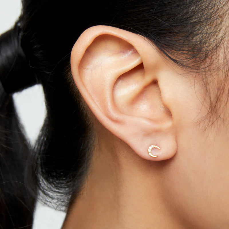 ARGENTO VIVO THE 14K GOLD MOON STUD